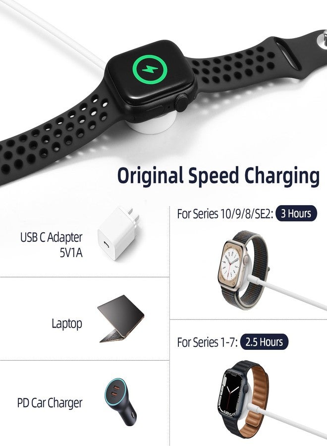 كابل شحن ساعة Vertebraid USB-C متوافق مع ساعة Apple Watch: كابل شحن مغناطيسي متوافق مع سلسلة iWatch 10/9/8/7/6/5/4/3/2/1/SE/SE2، سلك شحن من النوع C للسفر، بطول 1.4 متر - Image 3